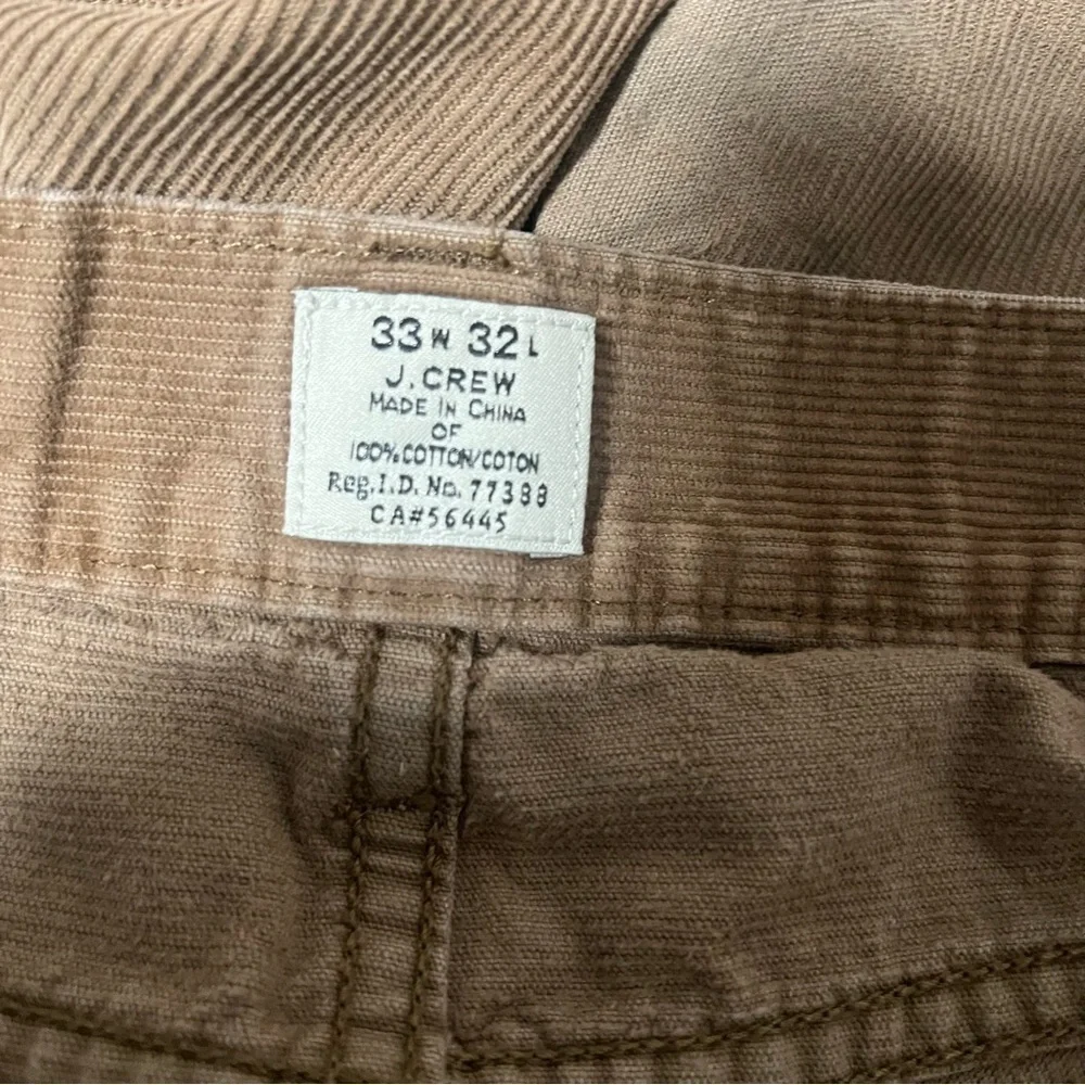 J. Crew Men’s Tan Corduroy Pants Size W33 X L32 Straight Leg 100% Cotton Chino